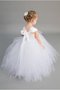 Abito da Cerimonia Bambini in Tulle Cappellino Ball Gown con Increspature Alta Vita