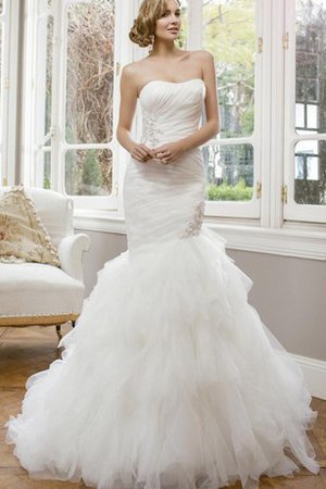 Abito da Sposa con Increspature in Tulle Naturale con Applique Stravagante