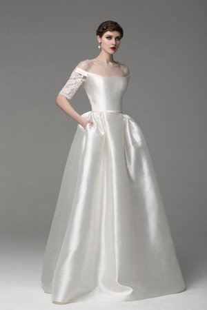 Abito da Sposa Vintage con Fusciacca con Applique Fuori dalla spalla con Mezze Maniche